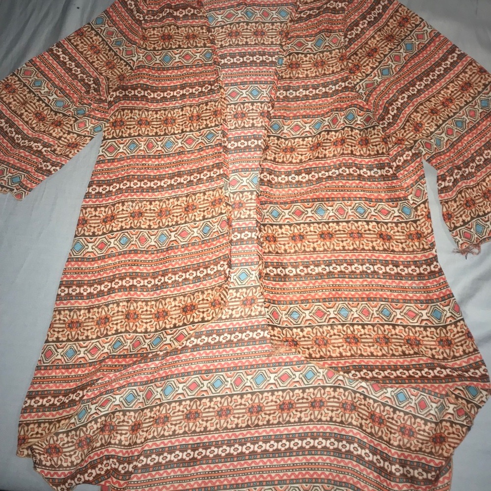 Long patterned cardigan